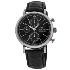 Cópia IWC Portofino Cronógrafo 42mm Day-Date Relógio Masculino com Mostrador Preto IW391029