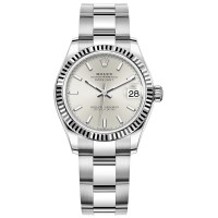 Relógio feminino Rolex Datejust 31 falso em aço inoxidável e ouro branco com mostrador prateado M278274-0011