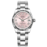 Réplica Rolex Datejust 31 em aço inoxidável e ouro branco rosa romano diamante mostrador feminino relógio M278274-0023