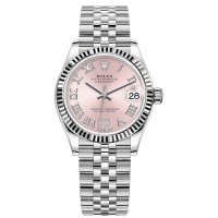 Cópia Rolex Datejust 31 em aço inoxidável e ouro branco rosa romano diamante mostrador relógio feminino M278274-0024