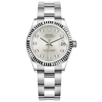 Réplica Rolex Datejust 31 em aço inoxidável e ouro branco prata diamante mostrador relógio feminino M278274-0029