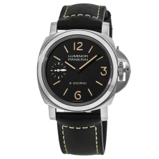 Cópia Panerai Luminor Base 44 mm Relógio masculino de aço com mostrador preto PAM00915-SD