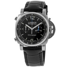 Cópia Panerai Luminor Chrono Relógio Masculino com Pulseira de Couro com Mostrador Preto PAM01109