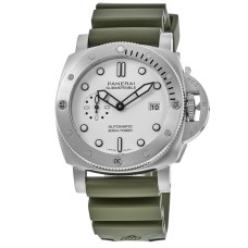 Cópia Panerai Submersível QuarantaQuattro Bianco Relógio Masculino de Borracha com Mostrador Branco PAM01226