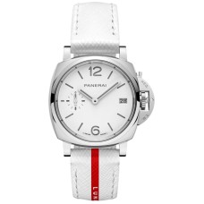 Cópia Panerai Luminor Due Luna Rossa Relógio unissex com pulseira de couro com mostrador branco PAM01306