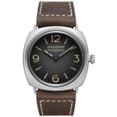 Cópia Panerai Radiomir Tre Giorni Manual Vento Mostrador Preto Pulseira de Couro Relógio Masculino PAM01334