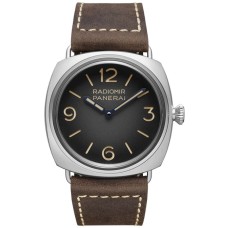 Cópia Panerai Radiomir Tre Giorni Manual Vento Mostrador Preto Pulseira de Couro Relógio Masculino PAM01334