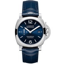 Cópia Panerai Luminor Quaranta Relógio Masculino com Pulseira de Couro com Mostrador Azul PAM01370