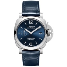 Cópia Panerai Luminor Marina Relógio Masculino com Pulseira de Couro com Mostrador Azul PAM01393