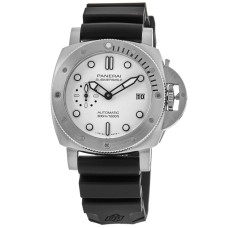 Cópia Panerai Submersível Bianco Branco Full Lume Dial Pulseira de Borracha Relógio Masculino PAM02223