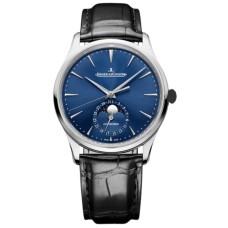 Cópia Jaeger LeCoultre Master Ultra Fino Mostrador Azul Pulseira de Couro Relógio Masculino Q1368480