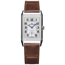 Réplica Jaeger LeCoultre Reverso Clássico Monoface Pequenos Segundos Mostrador Prata Pulseira de Couro Relógio Unissex Q2438522