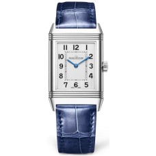 Cópia Jaeger LeCoultre Reverso clássico mostrador prateado pulseira de couro relógio masculino Q2518540