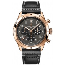 Réplica Breitling Super Avi B04 Cronógrafo GMT 46 P-51 Mustang Cinza Dial Pulseira de Couro Relógio Masculino RB04451A1B1X1