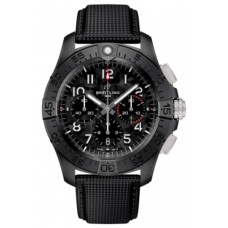 Cópia Breitling Avenger B01 Cronógrafo 44 Night Mission Cronógrafo Mostrador Preto Pulseira de Couro Relógio Masculino SB0147101B1X1