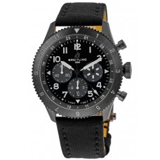 Réplica Breitling Super Avi B04 Cronógrafo GMT 46 Mosquito Night Fighter Mostrador Preto Pulseira de Tecido Relógio Masculino SB04451A1B1X1