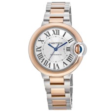 Cópia Cartier Ballon Bleu 36mm 18kt Rose Gold &amp; Relógio feminino em aço W2BB0033