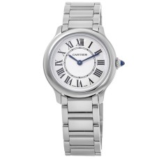 Cópia Cartier Ronde Must De Cartier Relógio feminino de aço com mostrador prateado WSRN0033