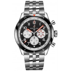 Cópia Breitling Super Avi B04 cronógrafo GMT 46 Mosquito mostrador preto relógio masculino de aço YB04451A1B1A1