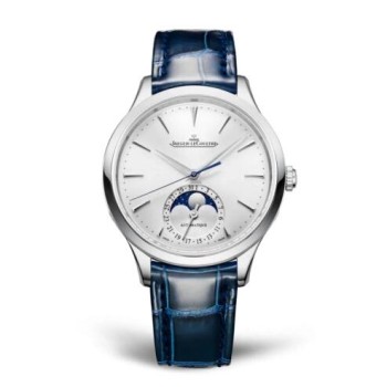 Relógio Jaeger-LeCoultre Master Ultra Thin Moon 36 em aço inoxidável com mostrador prateado, modelo 1248420. Relógio Jaeger-LeCoultre Master Ultra Thin Moon 36 em aço inoxidável com mostrador prateado, modelo 1248420.
