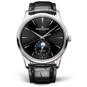 Relógio Jaeger-LeCoultre Master Ultra Thin Moon em aço inoxidável com mostrador preto, modelo 1368471 Relógio Jaeger-LeCoultre Master Ultra Thin Moon em aço inoxidável com mostrador preto, modelo 1368471