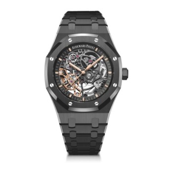 Réplica do Audemars Piguet Royal Oak 41 com dupla roda de balanço vazada em cerâmica preta 15416CE.OO.1225CE.01