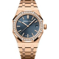 Relógio Audemars Piguet Royal Oak Automático em ouro rosa 37 mm com mostrador azul e diamantes 15551OR.ZZ.1356OR.02