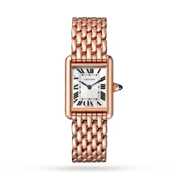 Relógio Cartier Tank Louis Cartier Pequeno de Corda Manual em Ouro Rosa WGTA0023