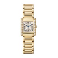 Relógio Cartier Tank Française pequeno, movimento de quartzo, ouro amarelo, diamantes WJTA0039