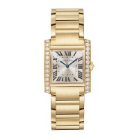 Relógio Cartier Tank Française, tamanho médio, movimento de quartzo, ouro amarelo, diamantes WJTA0040