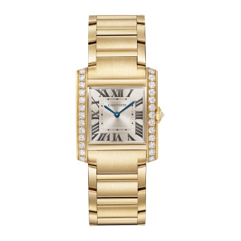 Relógio Cartier Tank Française, tamanho médio, movimento de quartzo, ouro amarelo, diamantes WJTA0040