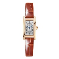 Mini relógio Cartier Tank Americaine, movimento de quartzo, couro, ouro rosa WGTA0132 Mini relógio Cartier Tank Americaine, movimento de quartzo, couro, ouro rosa WGTA0132