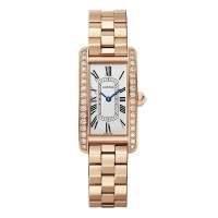 Relógio Cartier Tank Americaine Pequeno com Movimento de Quartzo em Ouro Rosa WJTA0044