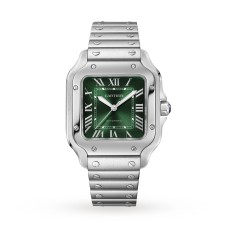 Relógio Cartier Santos de Cartier Médio Automático em Aço com Pulseira de Couro Intercambiável WSSA0061
