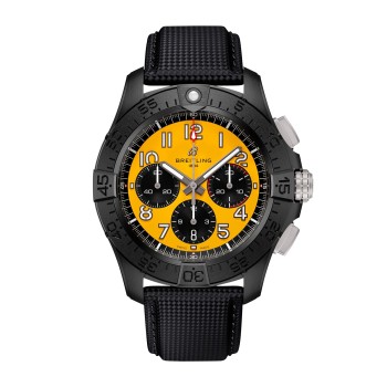 Relógio masculino Breitling Avenger B01 Chronograph 44mm Night Mission, preto e amarelo, com pulseira de couro (SB0147101I1X2) Relógio masculino Breitling Avenger B01 Chronograph 44mm Night Mission, preto e amarelo, com pulseira de couro (SB0147101I1X2)
