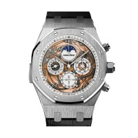 Réplica do relógio masculino Audemars Piguet Royal Oak com mostrador esqueleto e mecanismo automático, modelo 26065BC.OO.D002CR.01