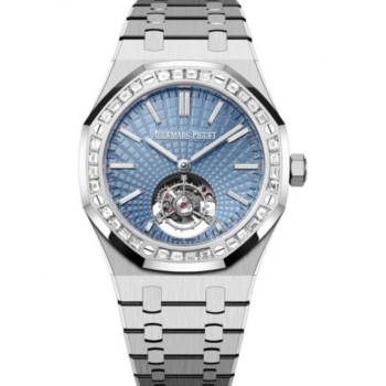 Relógio Audemars Piguet Royal Oak Automático com Tourbillon Voador em Platina 41mm Azul Claro 26535PT.ZZ.1220PT.01
