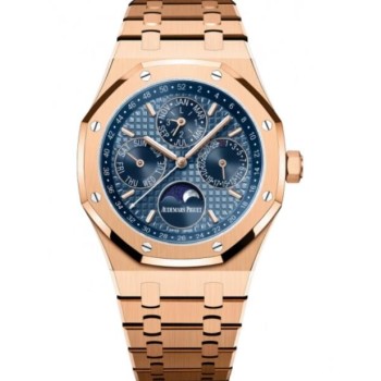 Relógio Audemars Piguet Royal Oak Calendário Perpétuo Ouro Rosa 41mm Azul 26574OR.OO.1220OR.03 Relógio Audemars Piguet Royal Oak Calendário Perpétuo Ouro Rosa 41mm Azul 26574OR.OO.1220OR.03