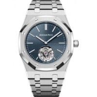 Relógio Audemars Piguet Royal Oak Automático Tourbillon Voador Jumbo Extra Fino 50º Aniversário Aço Inoxidável 39 mm Mostrador Azul 26670ST.OO.1240ST.01