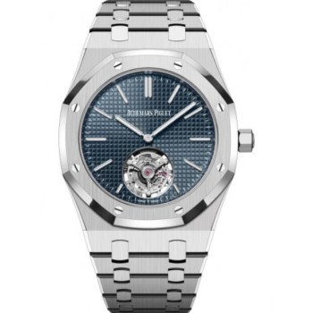 Relógio Audemars Piguet Royal Oak Automático Tourbillon Voador Jumbo Extra Fino 50º Aniversário Aço Inoxidável 39 mm Mostrador Azul 26670ST.OO.1240ST.01