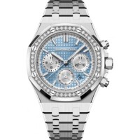 Relógio Audemars Piguet Royal Oak Cronógrafo Automático em Aço Inoxidável 38mm Azul Claro com Diamantes 26715ST.ZZ.1356ST.01