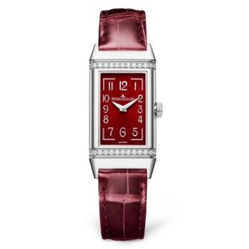 Relógio Jaeger-LeCoultre Reverso One em aço inoxidável com mostrador vermelho cravejado de diamantes, modelo 3288560 Relógio Jaeger-LeCoultre Reverso One em aço inoxidável com mostrador vermelho cravejado de diamantes, modelo 3288560