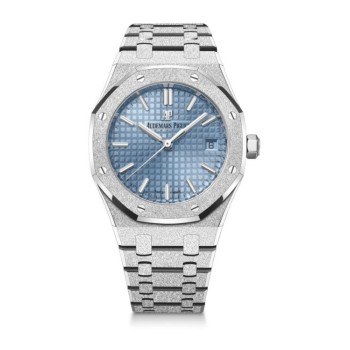 Réplica do Audemars Piguet Royal Oak Selfwinding 34 Frosted White Gold Blue 77353BC.GG.1263BC.01 Réplica do Audemars Piguet Royal Oak Selfwinding 34 Frosted White Gold Blue 77353BC.GG.1263BC.01