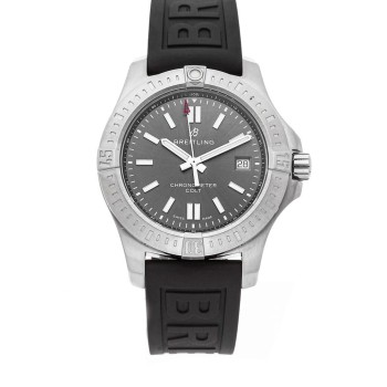 Réplica do Breitling Colt 41 Automático com Mostrador Cinza e Pulseira de Borracha Masculino A17313101F1S1 Réplica do Breitling Colt 41 Automático com Mostrador Cinza e Pulseira de Borracha Masculino A17313101F1S1