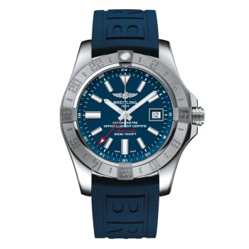 Réplica do relógio Breitling Avenger Avenger II GMT Mariner com mostrador azul e pulseira de borracha com fecho de fivela, modelo A32390111C1S2. Réplica do relógio Breitling Avenger Avenger II GMT Mariner com mostrador azul e pulseira de borracha com fecho de fivela, modelo A32390111C1S2.