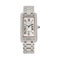 Relógio Cartier Tank Americaine tamanho médio em ouro branco automático W26036L1