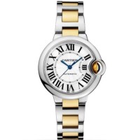 Relógio feminino Cartier Ballon Bleu automático com mostrador prateado W2BB0029