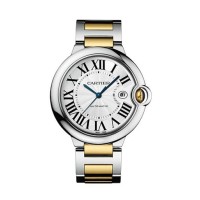 Relógio masculino Cartier Ballon Bleu de Cartier com mostrador prateado e caixa em aço bicolor W2BB0031 Relógio masculino Cartier Ballon Bleu de Cartier com mostrador prateado e caixa em aço bicolor W2BB0031
