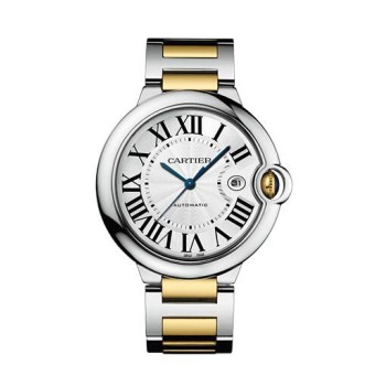 Relógio masculino Cartier Ballon Bleu de Cartier com mostrador prateado e caixa em aço bicolor W2BB0031 Relógio masculino Cartier Ballon Bleu de Cartier com mostrador prateado e caixa em aço bicolor W2BB0031