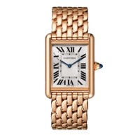 Relógio feminino Cartier Tank Louis Large de corda manual, em ouro rosa com mostrador prateado, modelo WGTA0024 Relógio feminino Cartier Tank Louis Large de corda manual, em ouro rosa com mostrador prateado, modelo WGTA0024